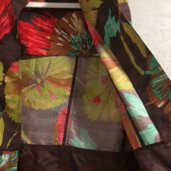 COLDWATER CREEK Size PL Open Front Floral Jacket Blazer 100% Silk Unlined - Picture 4 of 6